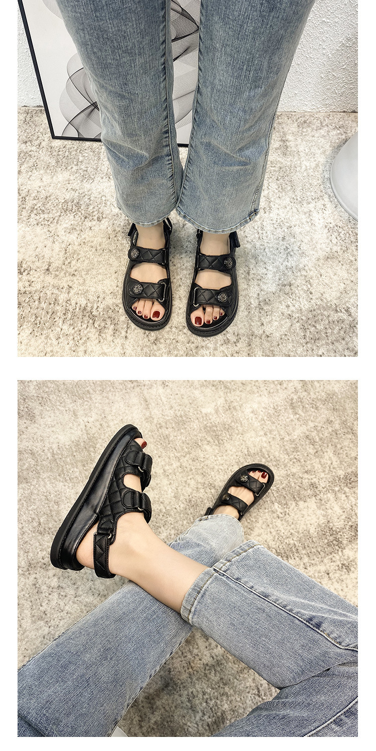 小香风凉鞋女2024新款仙女风真皮魔术贴夏新款百搭平底女鞋ins潮~详情8