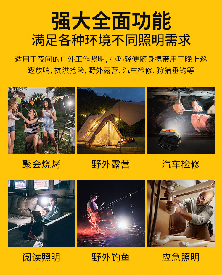 Solar-powered work light, auto repair and maintenance light, ultra-bright and powerful light with strong magnet, rechargeable light, portable inspection flashlight pic 2