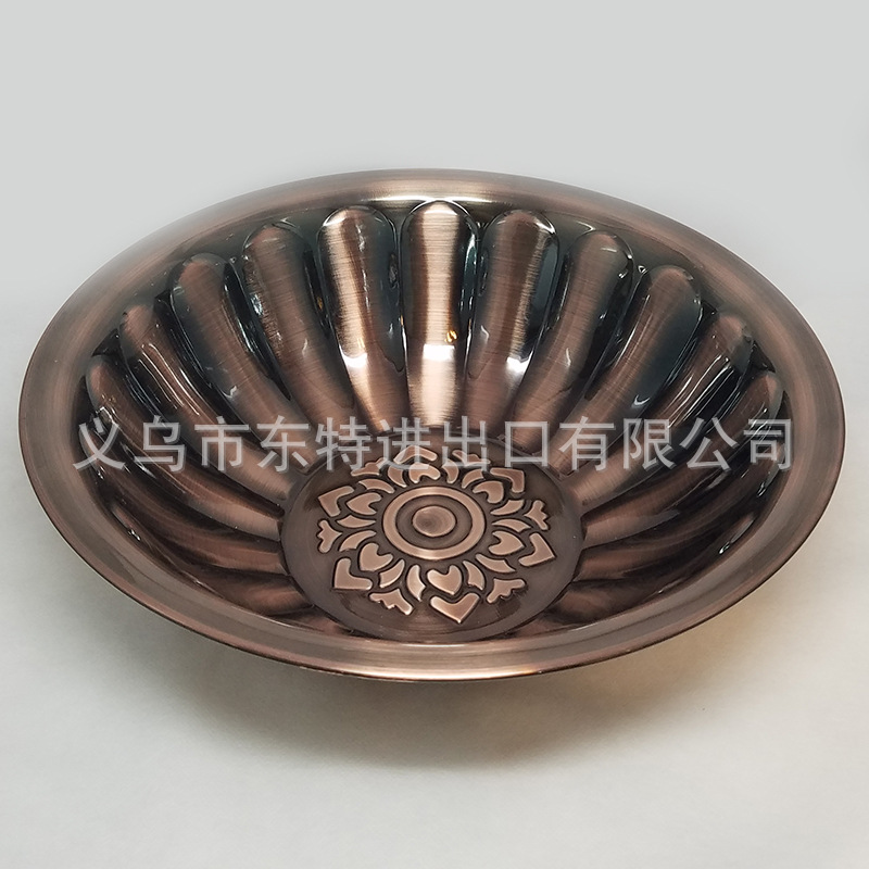 Factory direct sales of stainless steel elegant flower plates, bronze pressed flower plates, household fruit and snack flower plates pic 2