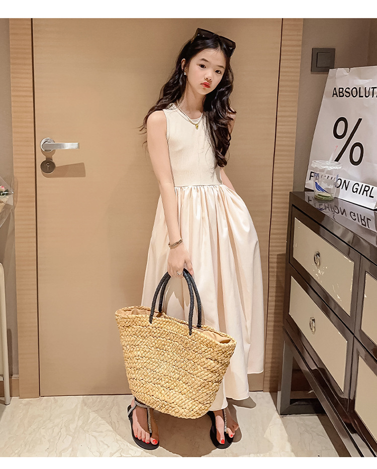 女童连衣裙夏装2023新款夏季儿童洋气公主裙网红中大童无袖长裙子详情21