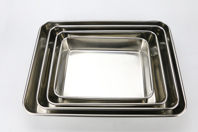 Factory direct sales of stainless steel towel trays, non-magnetic multi-purpose rectangular trays, trays, square trays, steaming trays, hotels pic 1