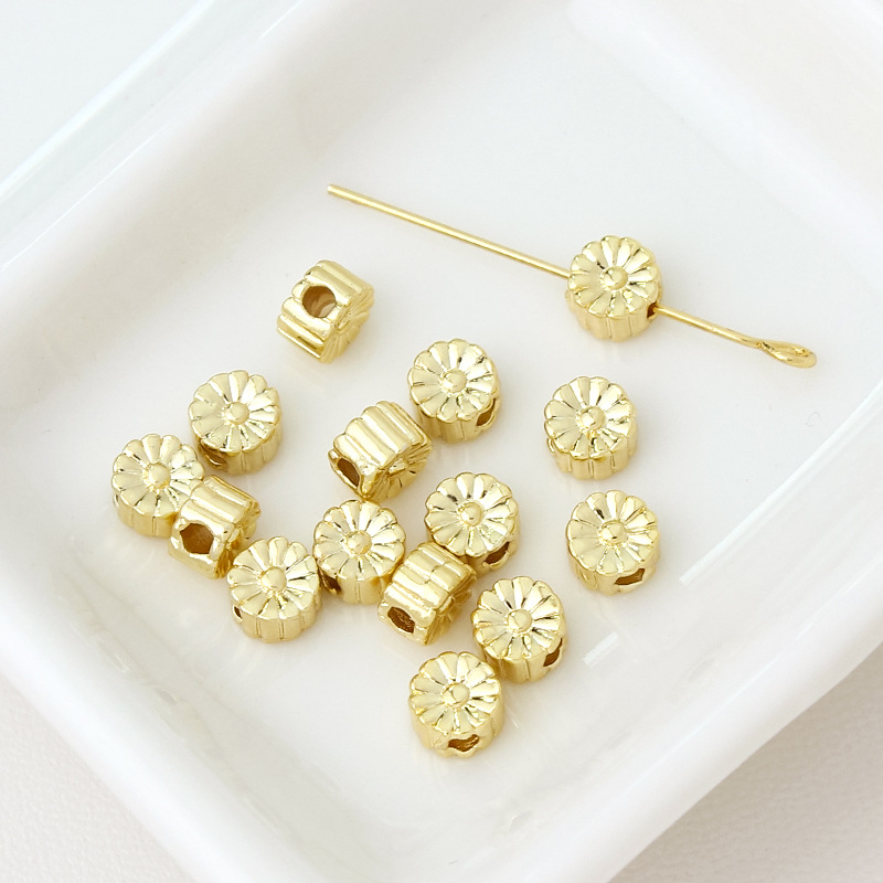 铜包金保色花形不规则直孔隔珠DIY手工饰品手链项链耳饰串珠配件详情26