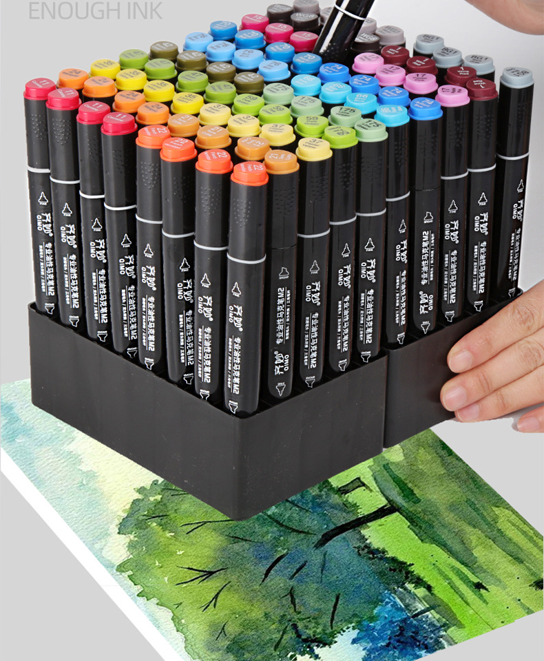 厂家直销马克笔套装三角杆酒精油性儿童绘画笔48色学生双头马克笔详情17