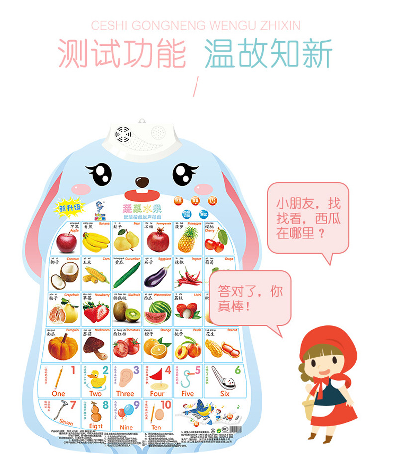Pinyin sound rabbit wall pictures, baby cognitive enlightenment early education sound toys for boys, girls and infants wholesale pic 7