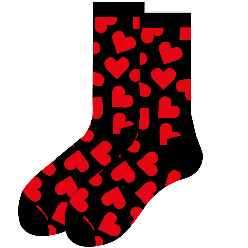 2023秋冬亚马逊新款动物中筒袜几何男袜搞笑骷髅袜子笑脸女袜潮袜详情9