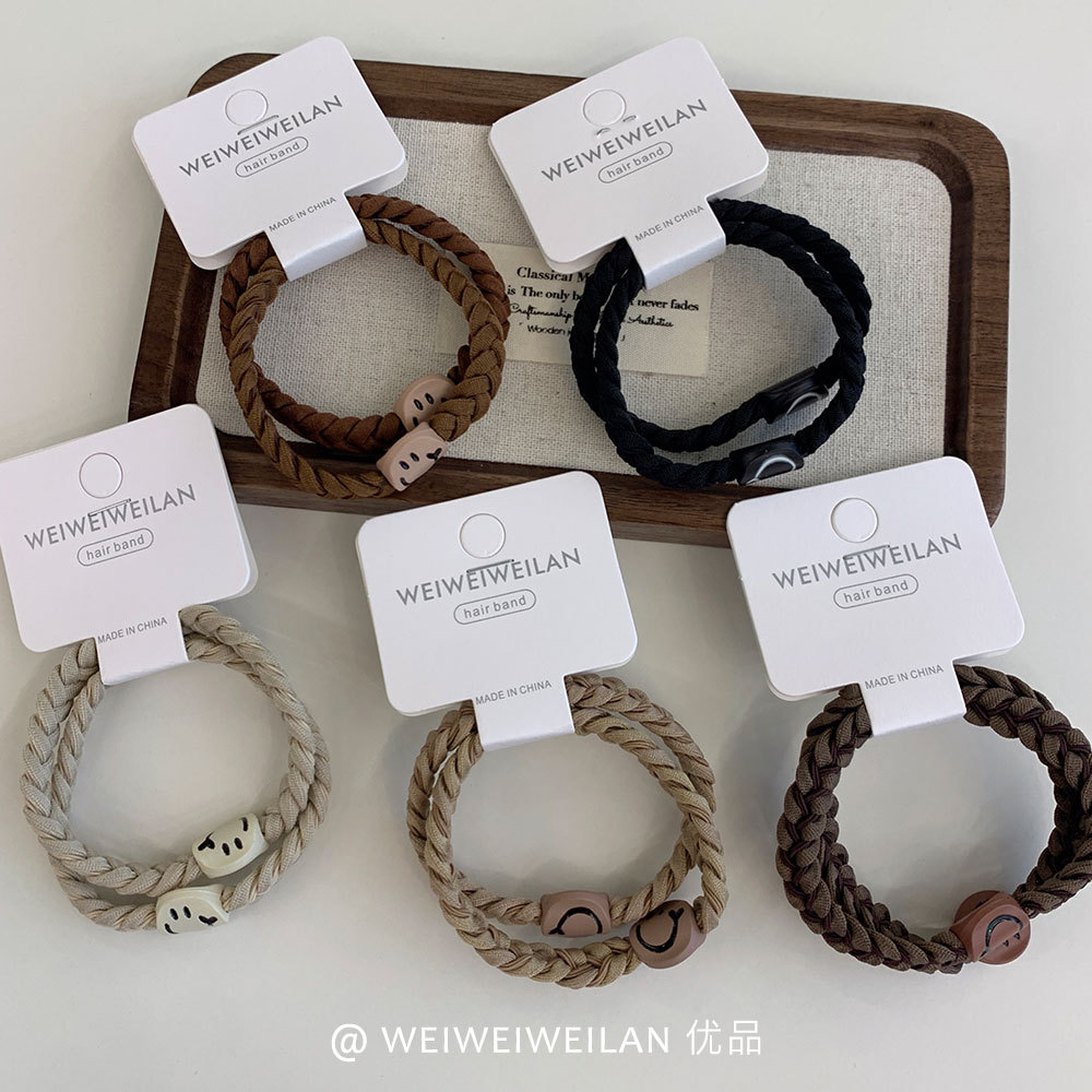 New style versatile smiling flower twill hair band, high-elasticity versatile leather band hair tie, bun hair tie and hair accessory pic 5