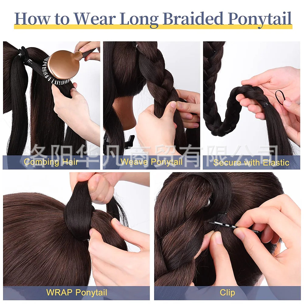 Huafan peluca cola de caballo mujer wrap wrap extensión cola de caballo sintético cola de caballo de boxeo en stock comercio exterior pic 7