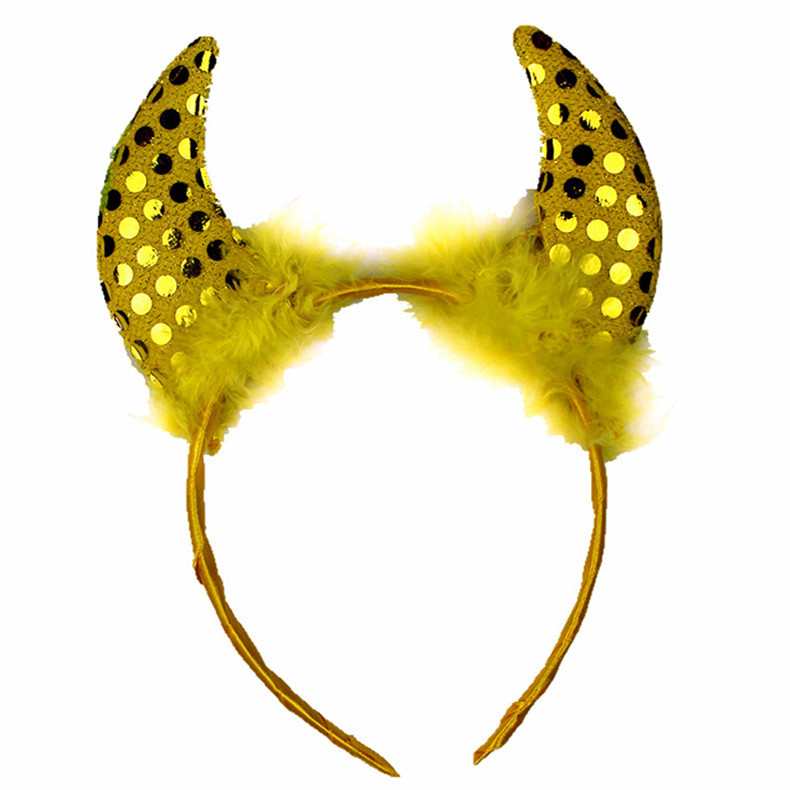 万圣节鬼节装扮派对表演COS恶魔红色牛角头发箍牛叉手杖套装详情7