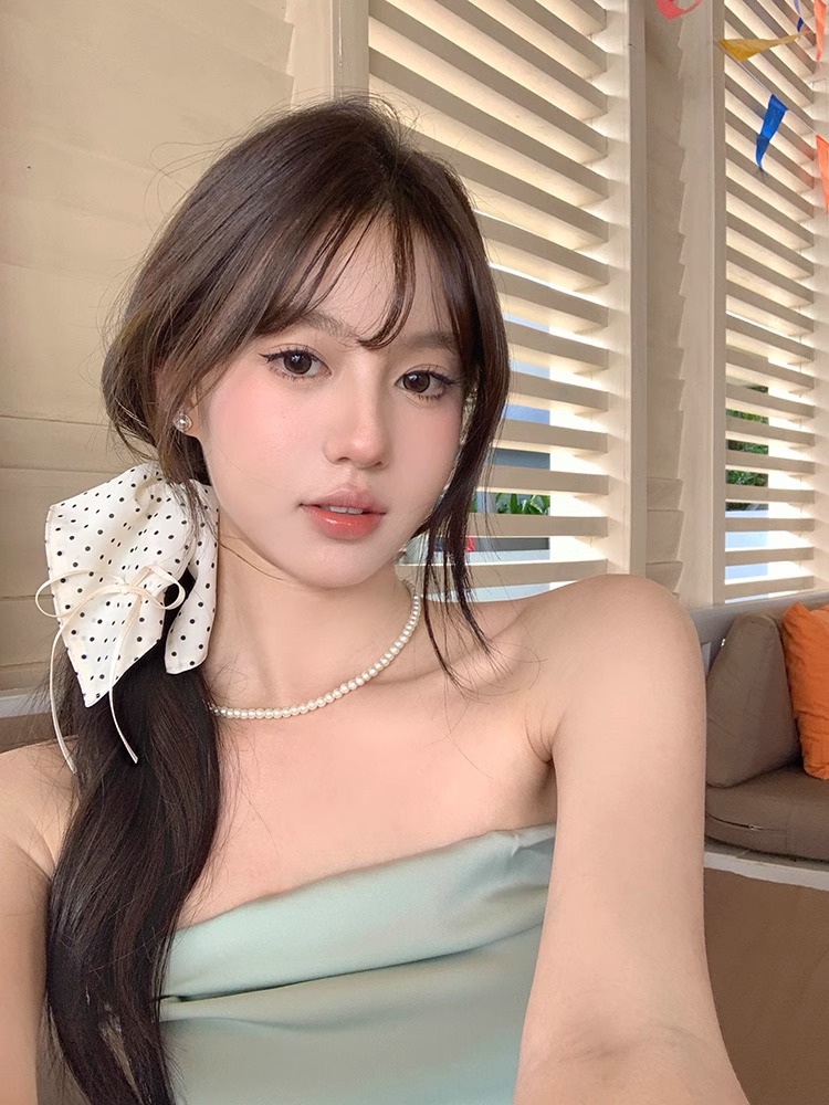 Chiang Mai holiday simple polka dot bow hair tie headband hair accessory, French fashion ponytail ribbon hair accessory for women pic 14