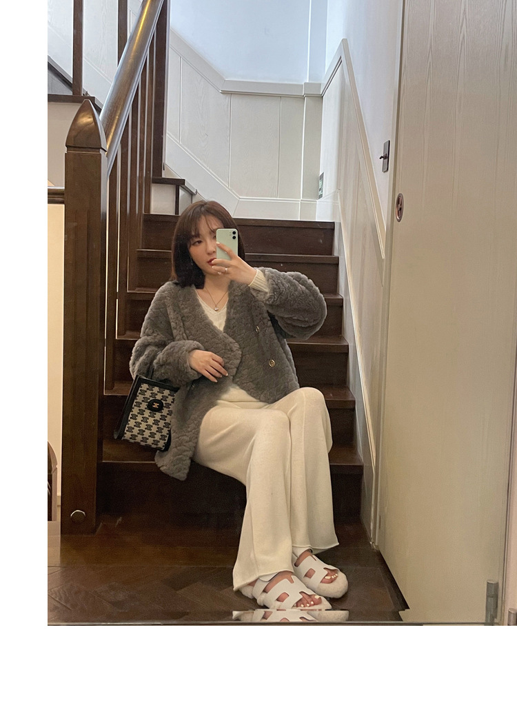 冬季新年羊羔毛皮草短款女网红羊剪绒布加迪全羊毛年轻短外套详情56