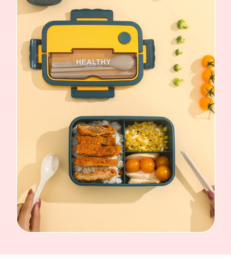 2022 Cross-border bestsellers: Plastic compartments lunch boxes, bento boxes, microwave heating portable lunch boxes for students and adults pic 11