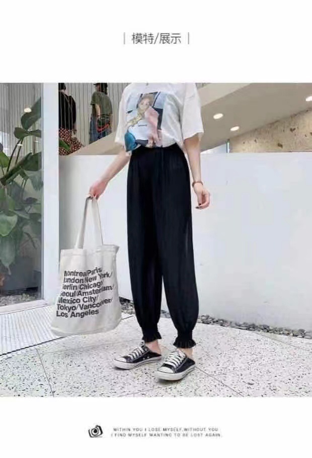 Verano nuevo casual suelto pantalones de cordón pantalones mujeres bloomer pantalones mosquito estilo delgado versión coreana 9 puntos slim pantalones de playa pic 5