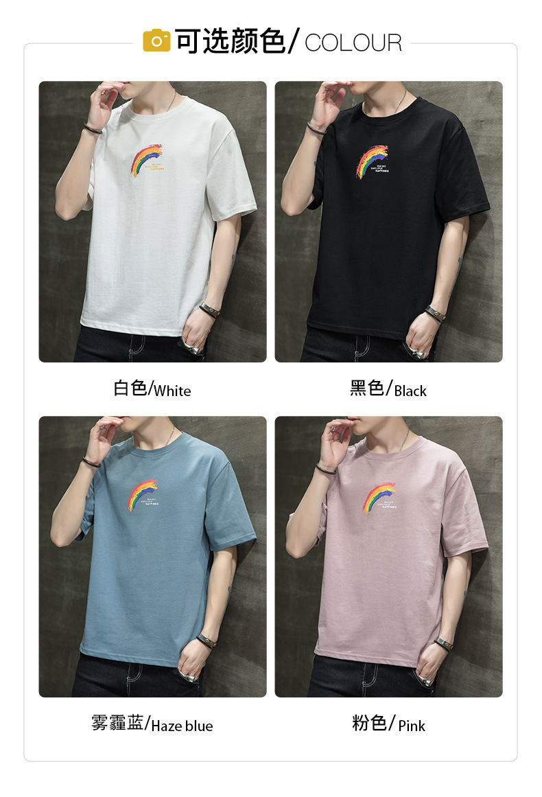 Short-sleeved T-shirt for men, Korean style, summer loose cotton T-shirt, cross-border new style, student bottom layer, half-sleeved shirt pic 83