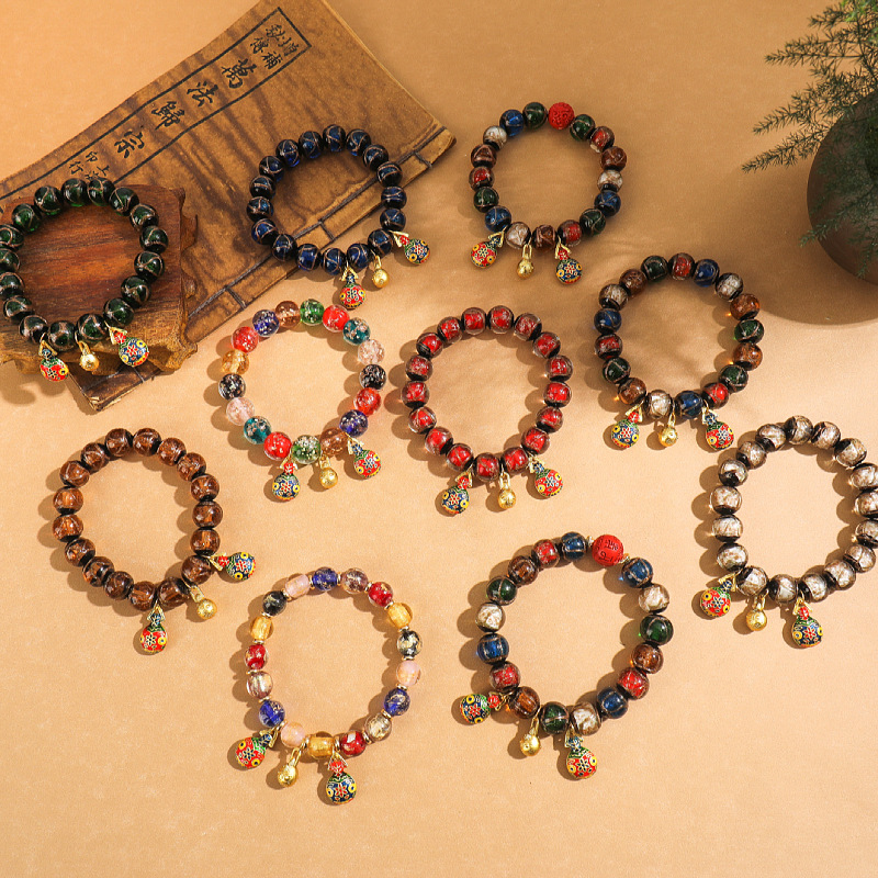 香灰琉璃手串手链朱砂老秦款五彩吞金兽景区寺庙摆摊文玩饰品批发详情1