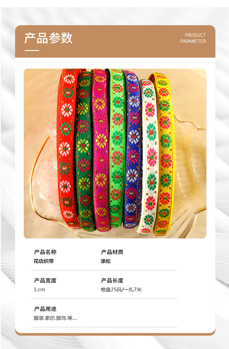 1cm ethnic style lace jacquard webbing, an accessory for Miao ethnic minority clothing pic 6