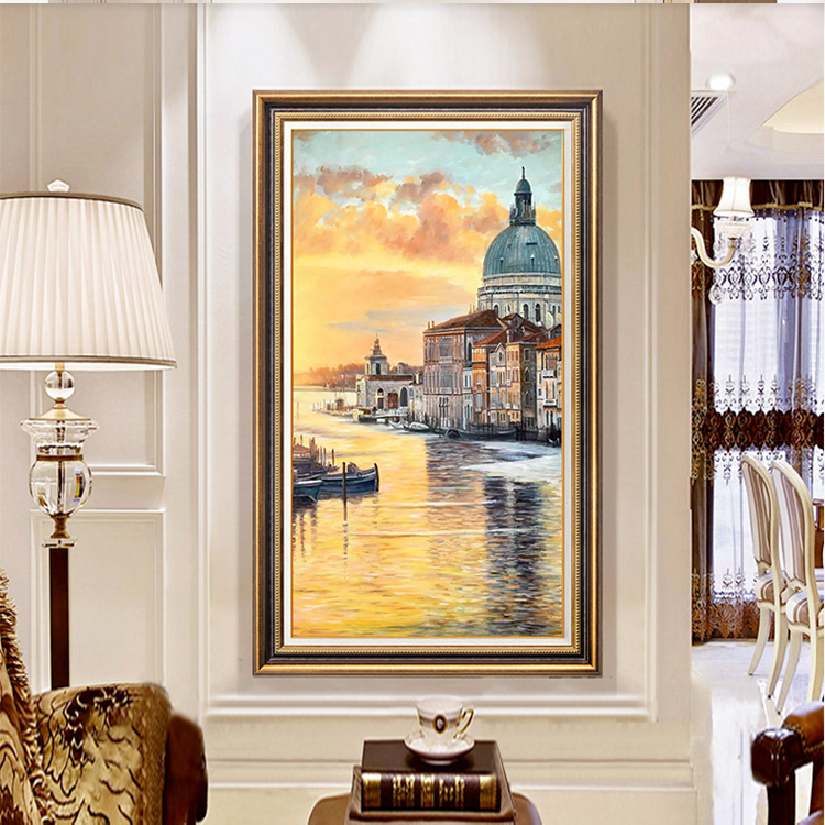 American-style entrance foyer hanging paintings, modern art, European-style vertical corridor and passageway decorative paintings, grand murals, large size pic 11