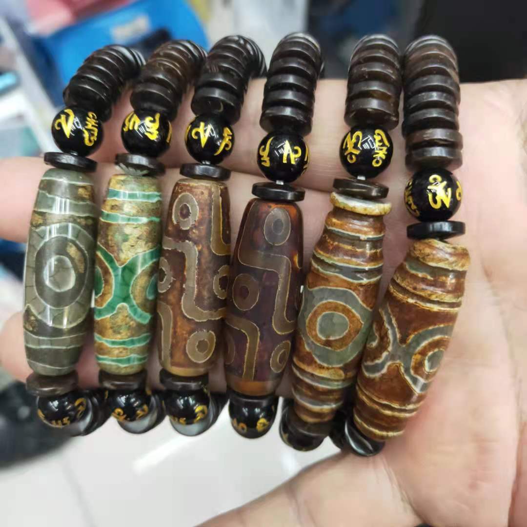 Guangshun Jewelry Coconut Shell Sky Pearl Agate Bracelet Wholesale Tibetan-style Nine-eye Sky Pearl Fortune Bracelet Factory Direct Sales pic 4