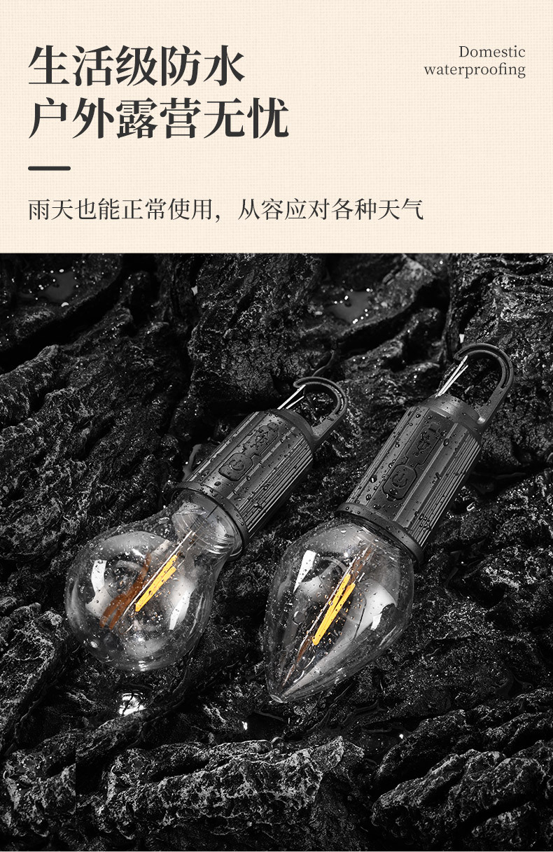 跨境创意手提仿真露营灯泡便携挂钩设计独立电源手提灯详情7