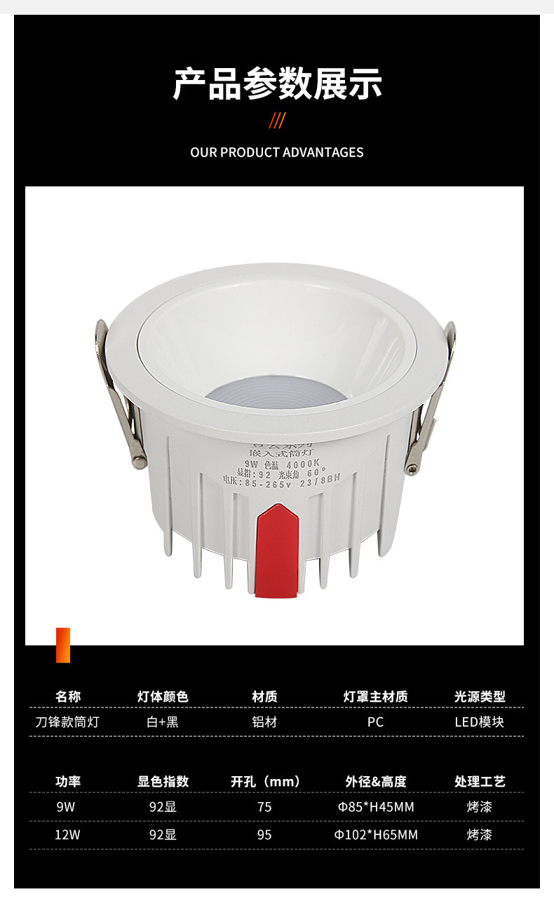 Full-spectrum downlight, embedded, ultra-thin household anti-glare, eye-protecting, anti-blue light ceiling light, wall-washing light, no main light, Zhongshan pic 2