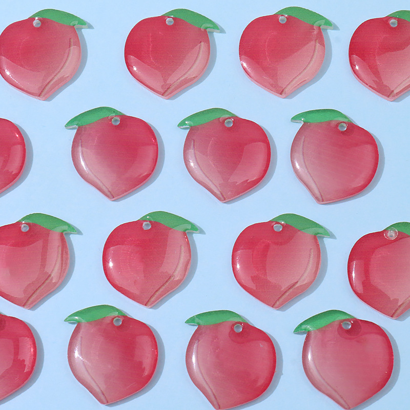 DIY bulk accessories wholesale resin peach slice earrings, earrings, hairpins, pendants, peach pendants, handcrafted materials pic 10