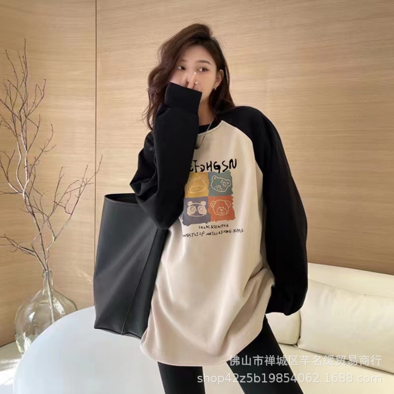 2023春秋新款女装长袖t恤韩版休闲大码女式t恤上衣打底衫外贸批发详情9