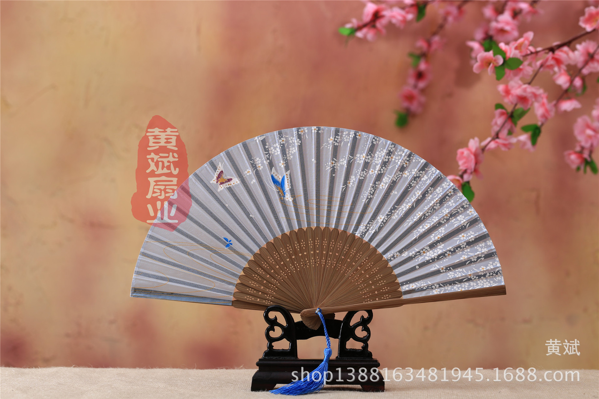 古风古典礼品真丝竹扇子日式和风扇樱花扇 折扇批发 舞蹈道具扇详情22