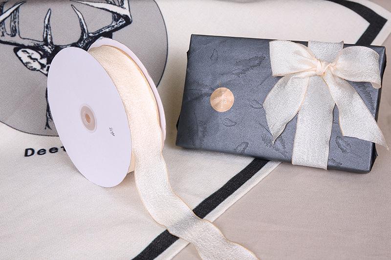 Dingxin fish tail Ribbon wholesale Korean version wave-burned edge yarn ribbon handcrafted hair accessory bow gift box packaging ribbon pic 19