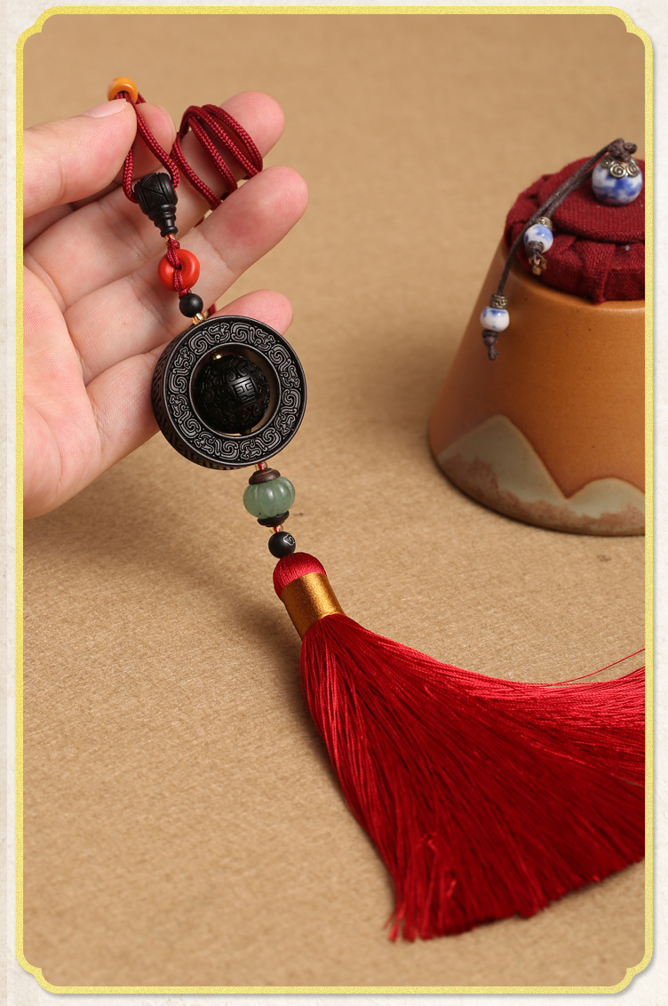 Ebony lucky bead pendant, exquisite small pendant, keychain, safety pin, car rearview mirror pendant and accessory pic 14