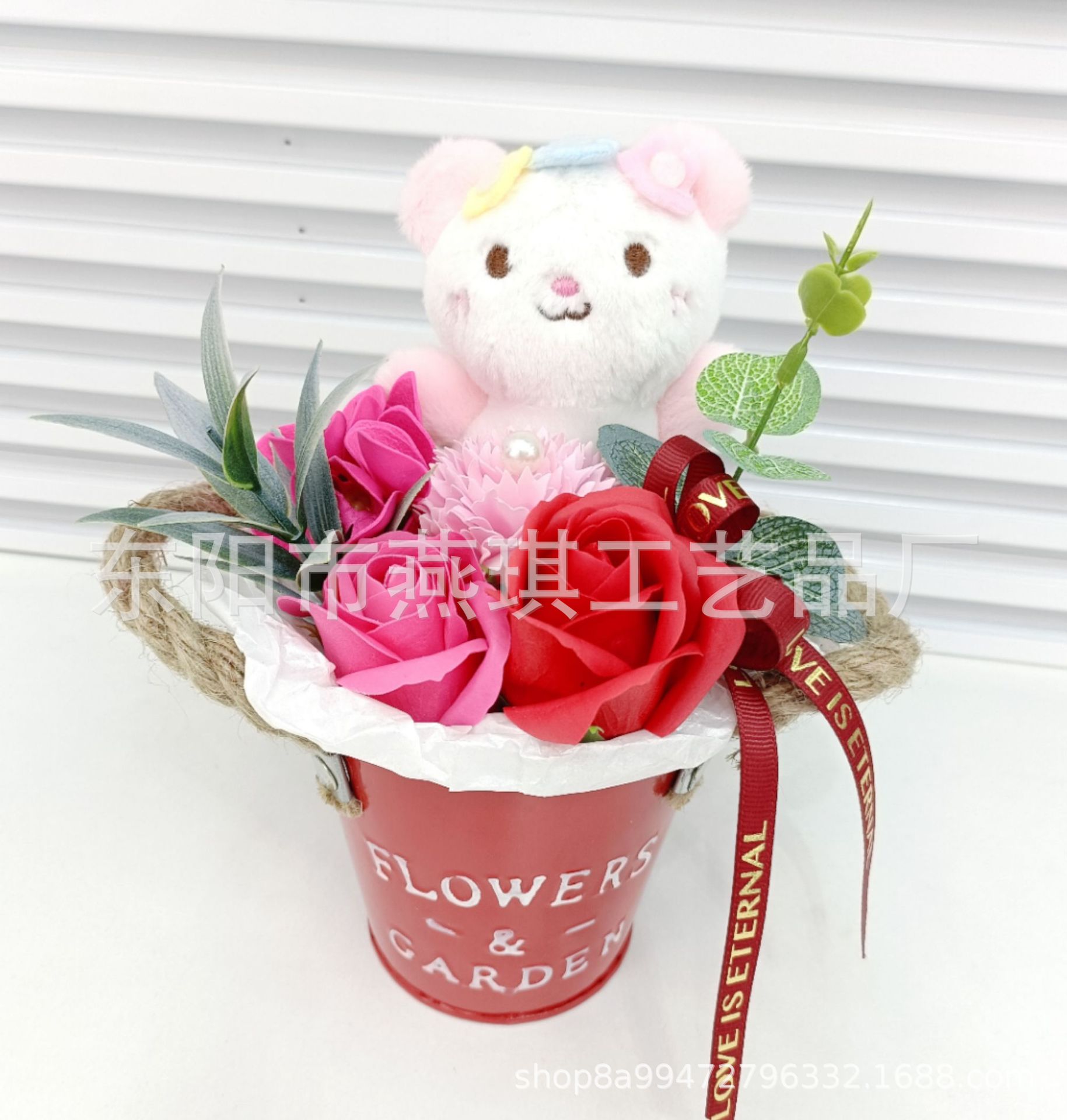 可爱小猫花桶情人节母亲节礼物 DIY插花桶小熊香皂花肥详情5
