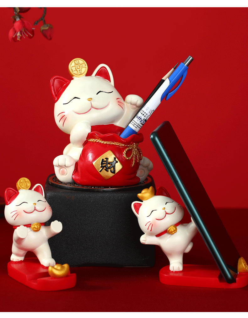 Creative Maneki Neko tray storage, large decorative items, home living room decoration, entrance key storage, display, housemoving gift pic 13