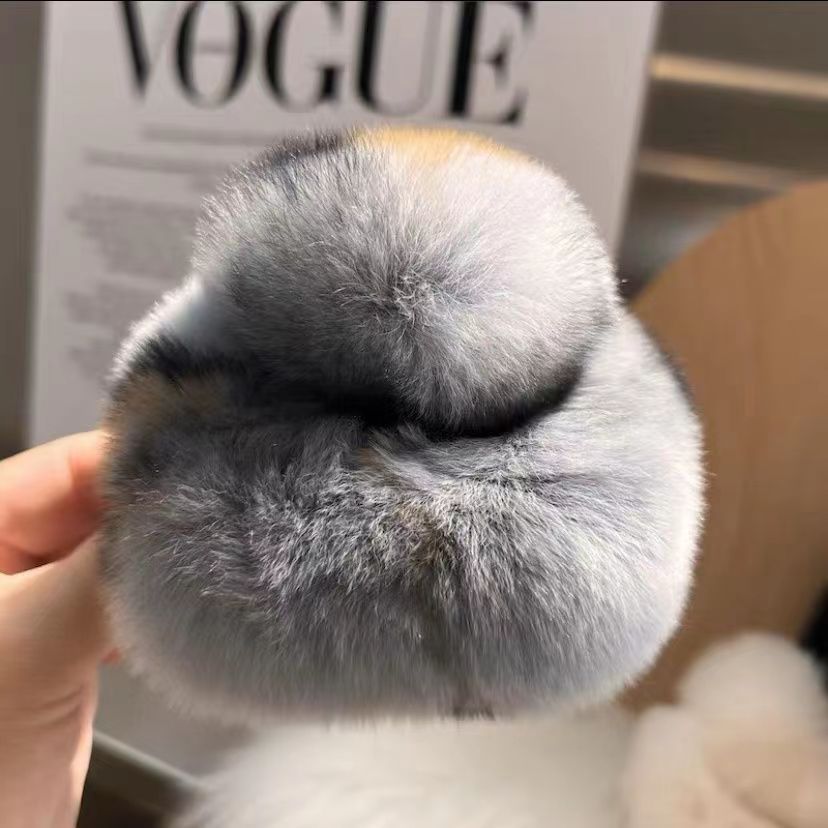 Korean square rex rabbit hair clip, back head ponytail bun hair clamp, large plush shark, factory direct sales pic 4