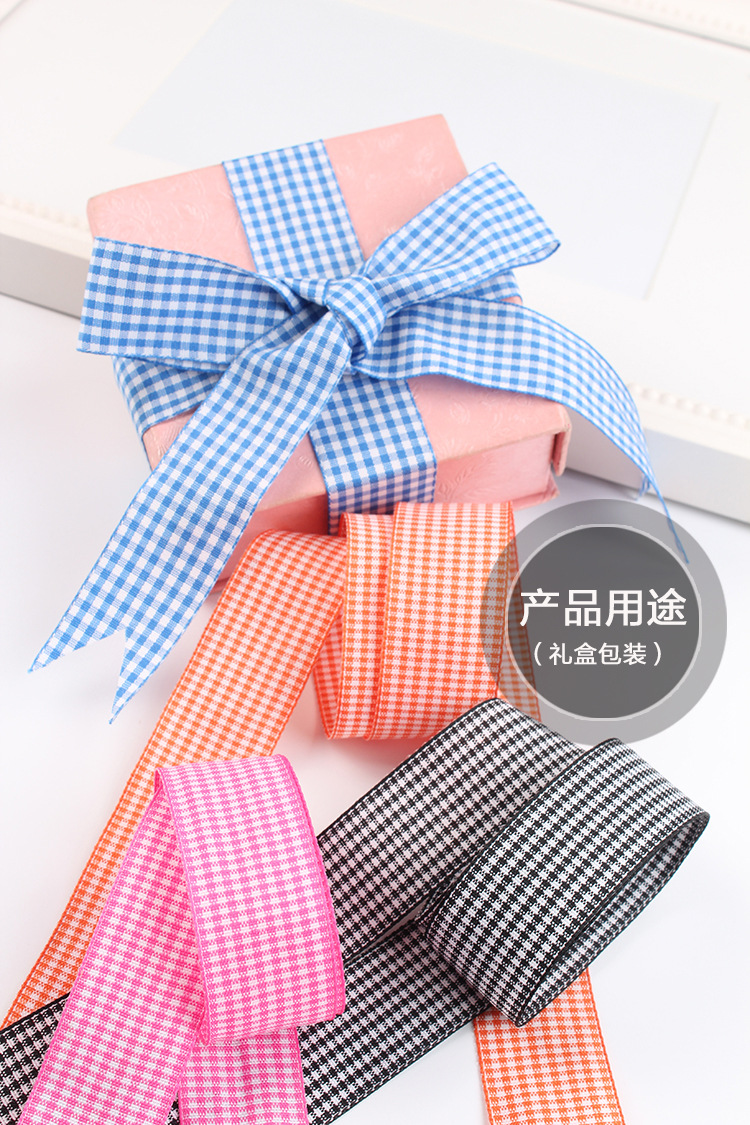 Dingxin Woven tape Double Bread Edge Thousand bird checkered colorful ribbon DIY Handmade bow hair accessory gift packaging ribbon pic 9