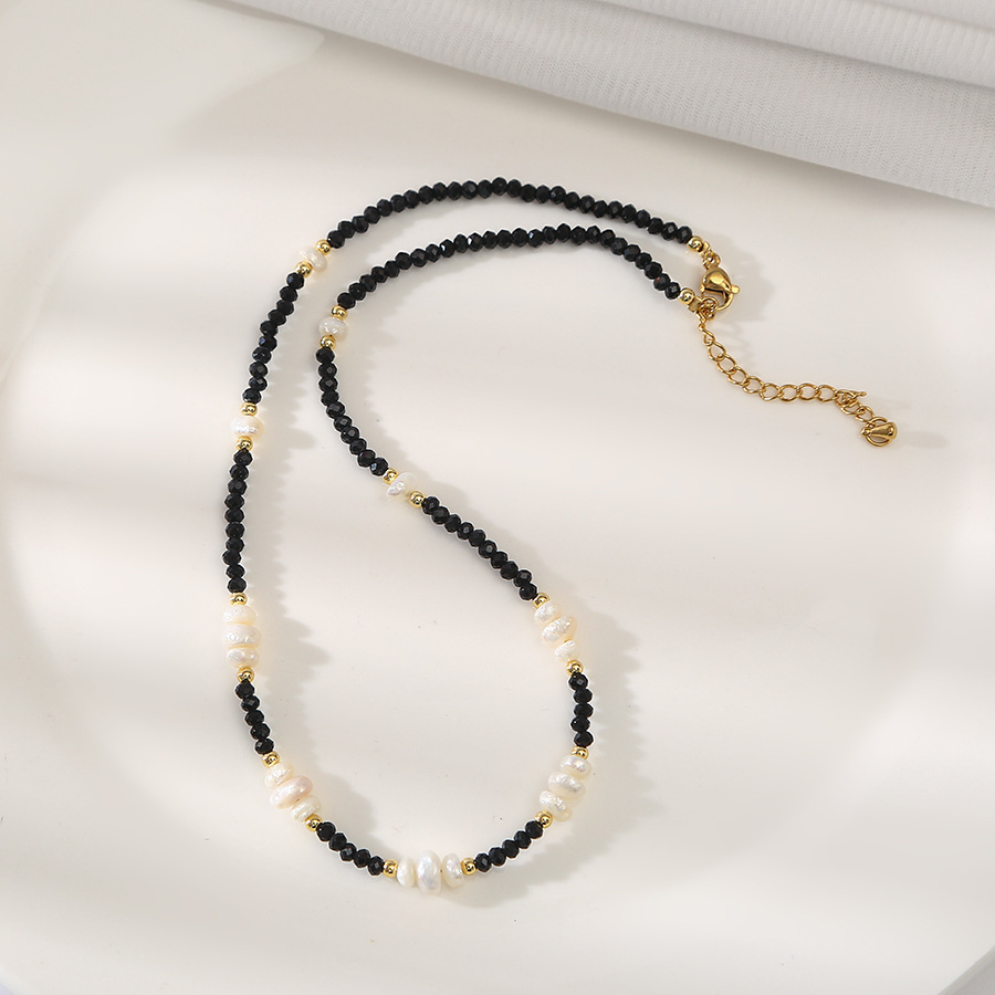 原创款黑尖晶天然巴洛克珍珠项链轻奢饰品小众百搭气质复古锁骨链详情6