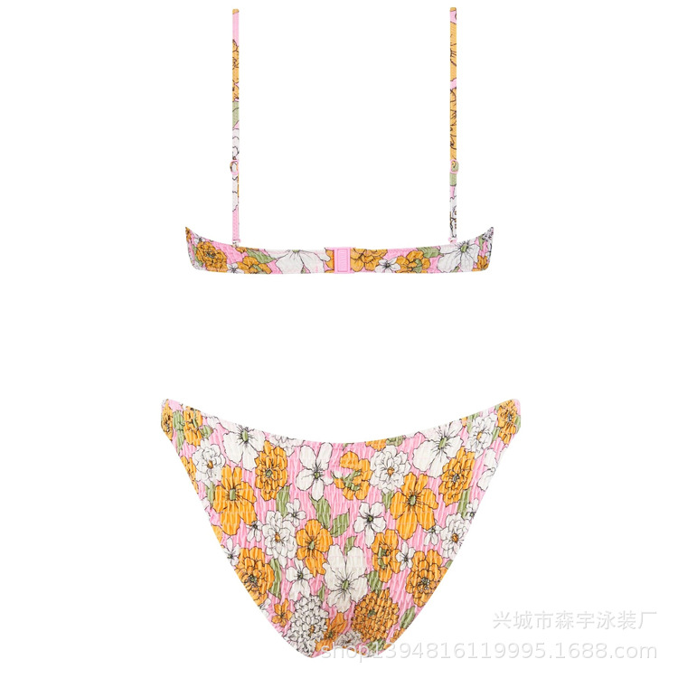 The 11-color INS triangular double-sided swimsuit with strapless and pleated designs from Europe and America has swept the new bikini style pic 50