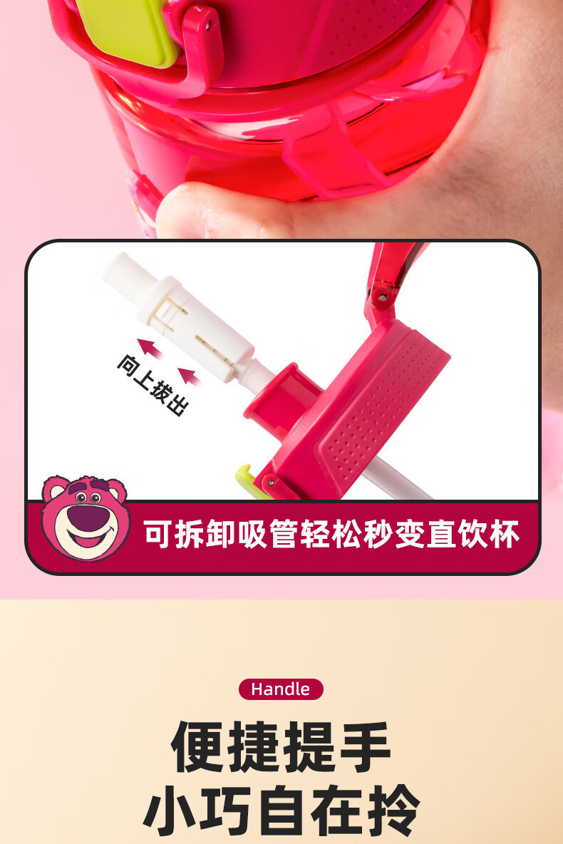 草莓熊儿童水杯学生运动塑料双饮杯高颜值大容量Tritan水壶批发详情8