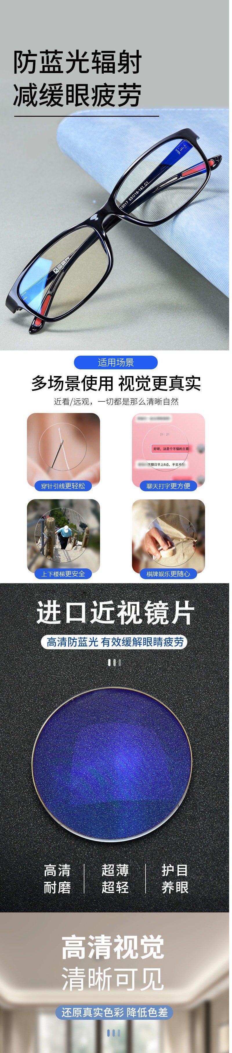 爆款防辐射老花眼镜男女通用防蓝光手机电脑护目镜平光眼镜老花镜详情4