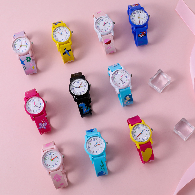 新款儿童石英表小学生可爱硅胶手表彩色卡通电子手表批发详情1