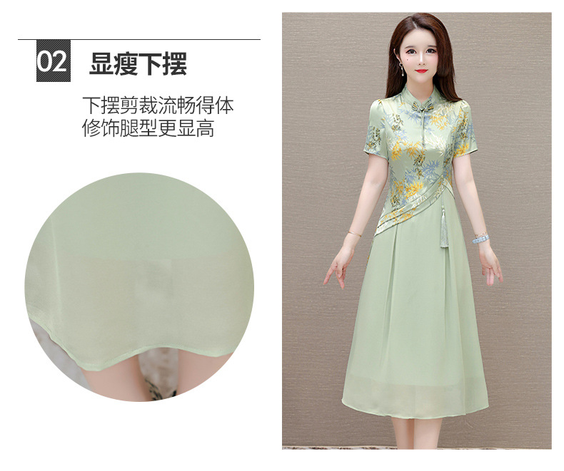 气质时尚印花连衣裙女夏季2024年新款修身洋气女装改良旗袍裙子潮详情5