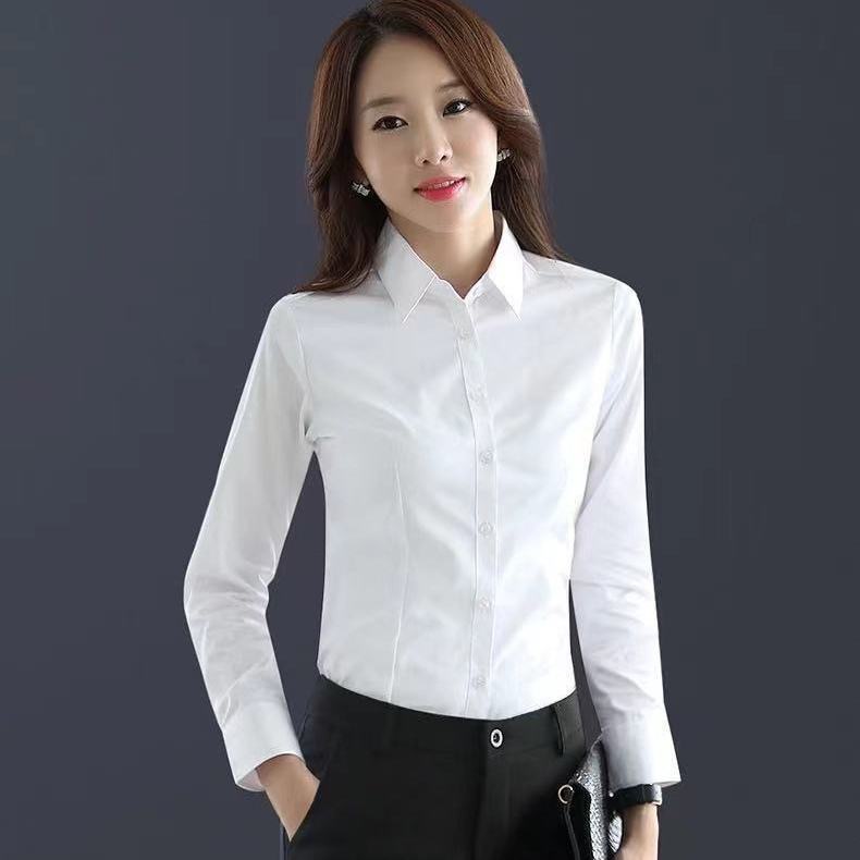 白衬衫女长袖新款职业正装纯棉白色衬衣OL气质女士工作服上衣详情8