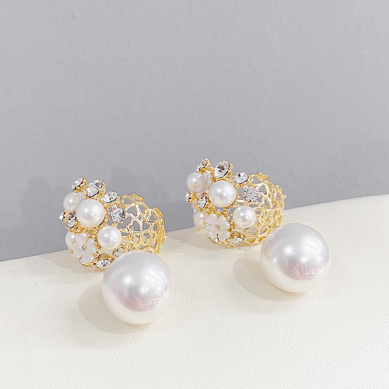 S925 Silver Needle Shell Trendy Japanese and Korean Super Sparkling pearl wreath Elegant stud earrings Forest-style fashionable and sweet student earrings for women pic 18