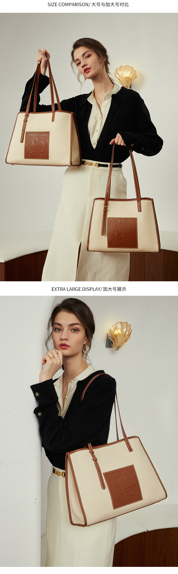 广州真皮女包大容量新款包包女小众单肩包秋冬托特包牛皮斜挎大包详情8