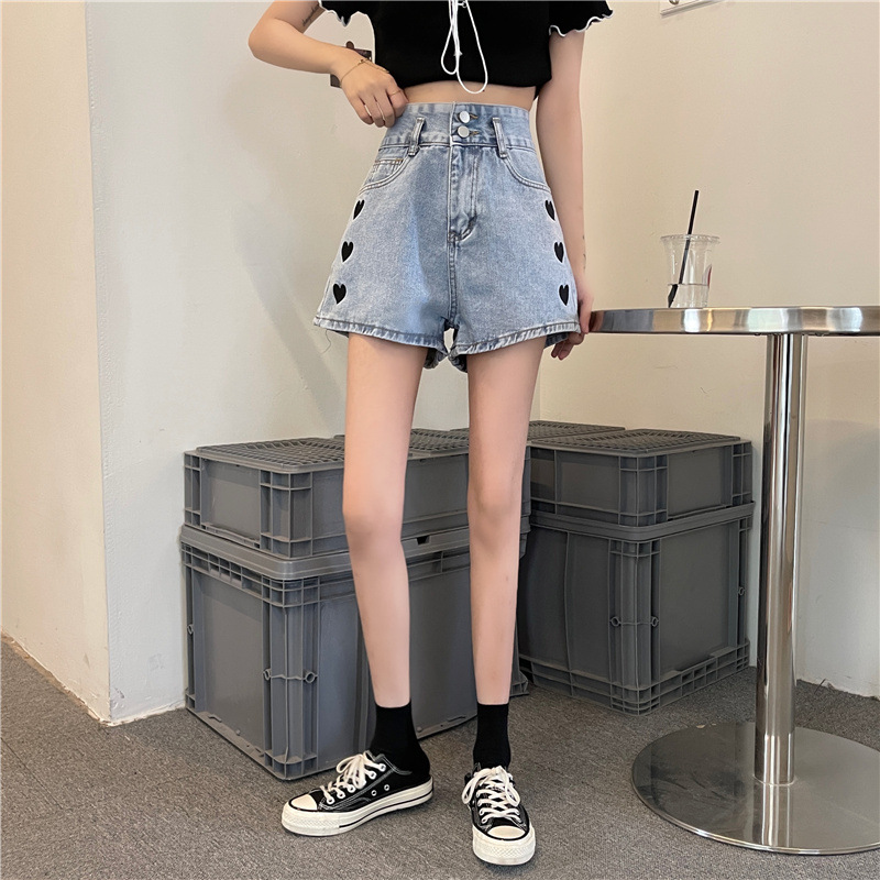 Heart-shaped jeans for women, straight-leg loose, spring and autumn 2021 new style, casual high-waisted shorts with a design sense for petite women pic 5