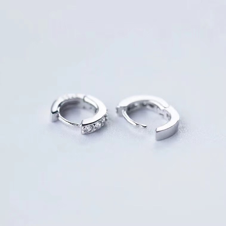 银耳扣女耳圈耳环耳钉 韩国气质耳骨钉男耳饰小圈圈耳骨环银饰详情12