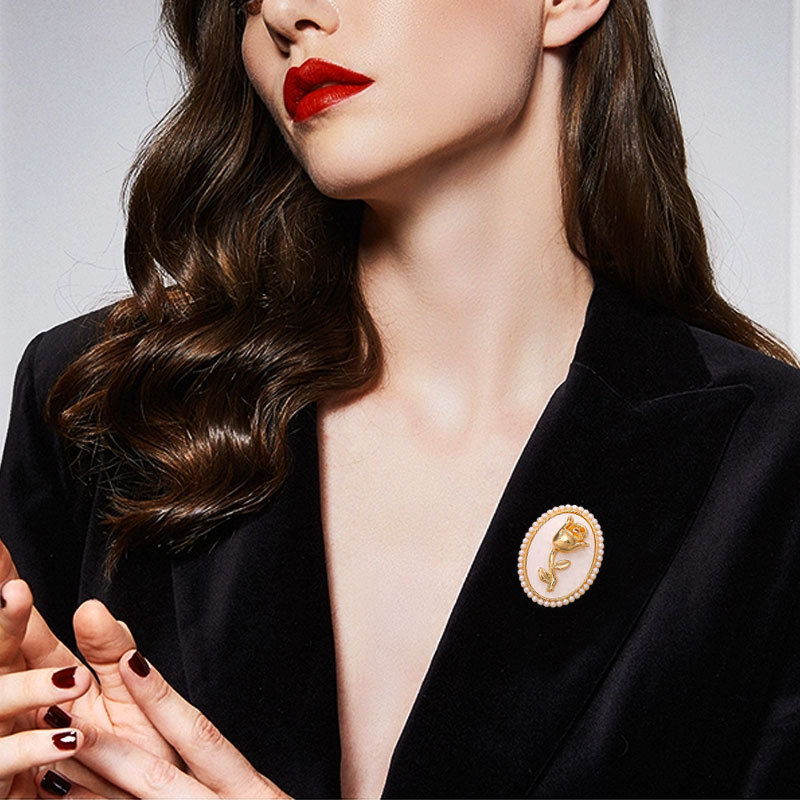 珍珠玫瑰花胸针女精致奢华高级感百搭胸花西装外套衬衫防走光配饰详情7