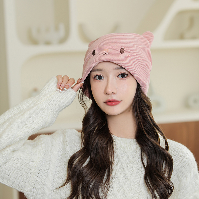 Gorro de punto mujer otoño invierno japonés manga de dibujos animados lindo gorro de oreja de conejo versión coreana heap heap gorro térmico gorro frío pic 17