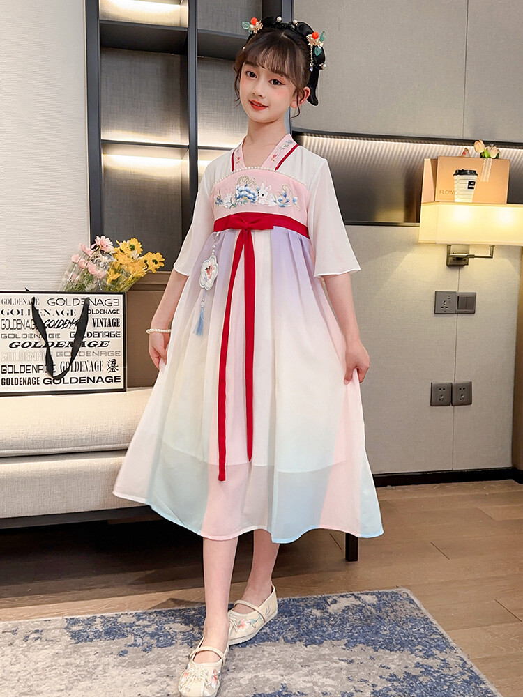 汉服女童春薄款中国风襦裙连衣裙古装超仙春季小女孩儿童唐装批发详情50