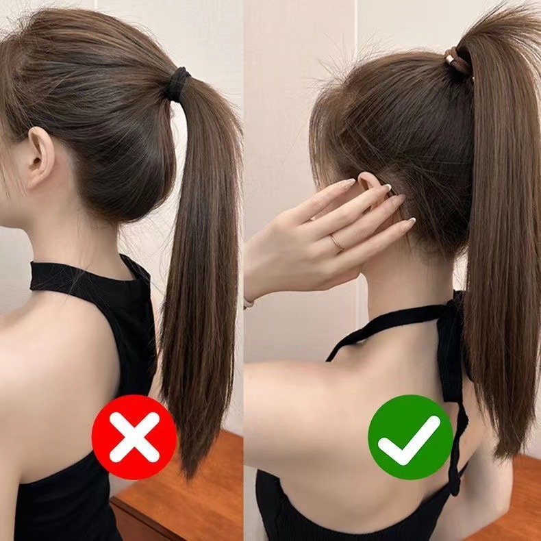 2024 New high-elasticity Maillard simple old money style hair band, high ponytail hair band, durable hair tie and leather cover pic 7