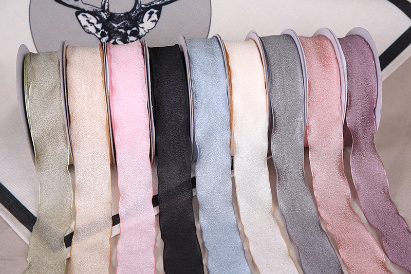 Dingxin fish tail Ribbon wholesale Korean version wave-burned edge yarn ribbon handcrafted hair accessory bow gift box packaging ribbon pic 6