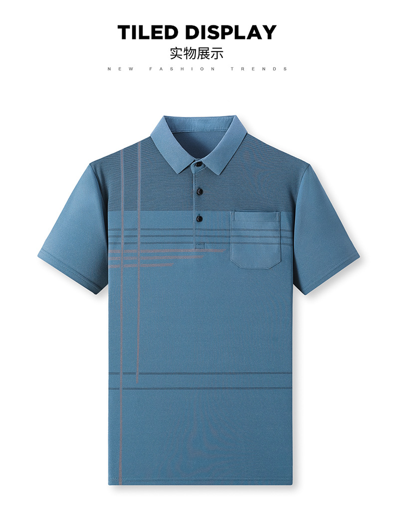 Mercerized cotton skin-friendly, breathable and antibacterial short-sleeved T-shirt for men, true pocket polo short-sleeved light luxury casual sports T-shirt pic 17