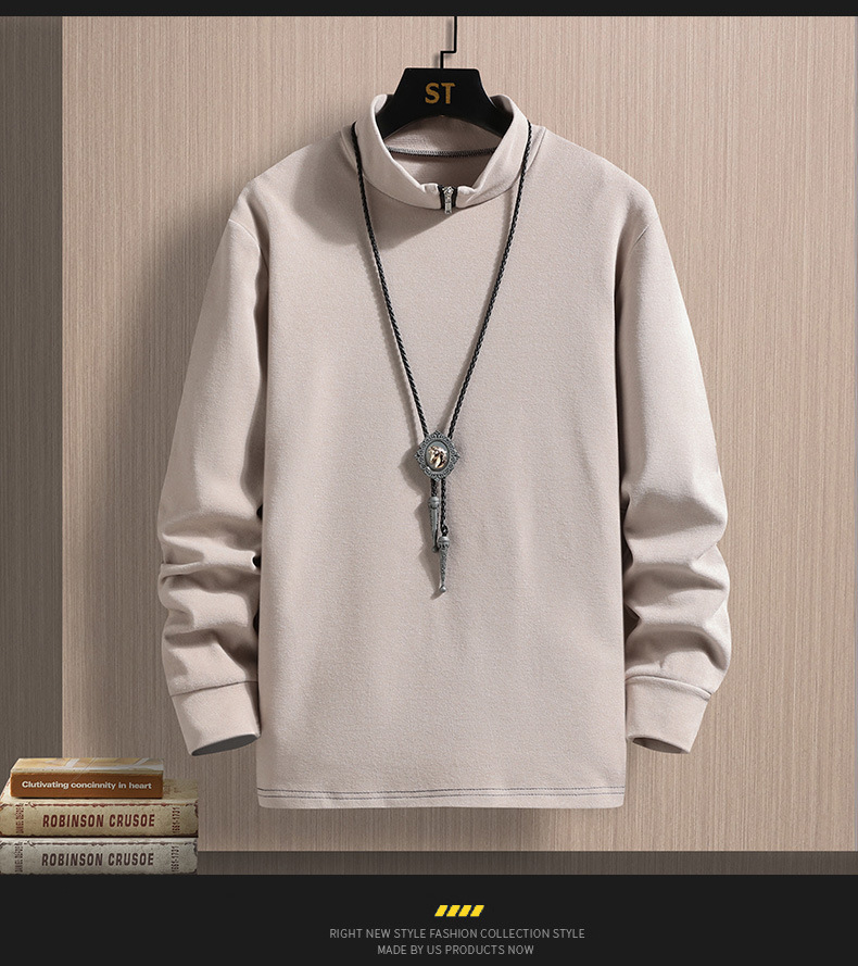 2022 Autumn/Winter new double-sided German fleece long-sleeved T-shirt for men, Korean-style trendy fleece hoodie, casual top for men pic 52